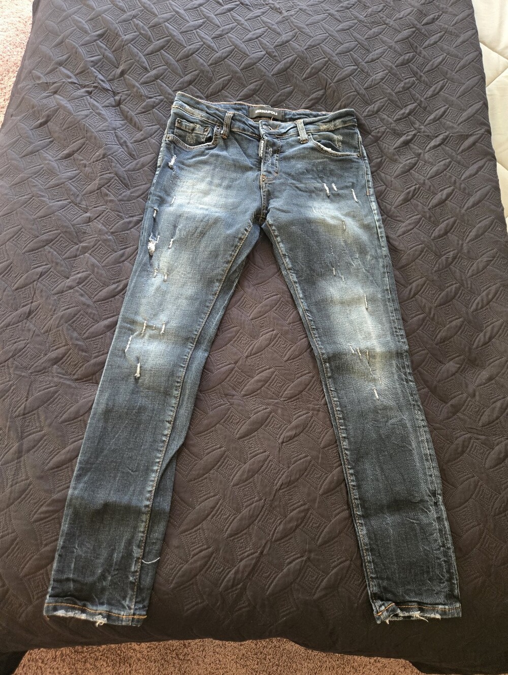 MENPL Distressed Skinny Jeans - Washed Blue